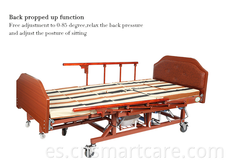 Cama de hospital reclinable antideslizante con placa reclinable